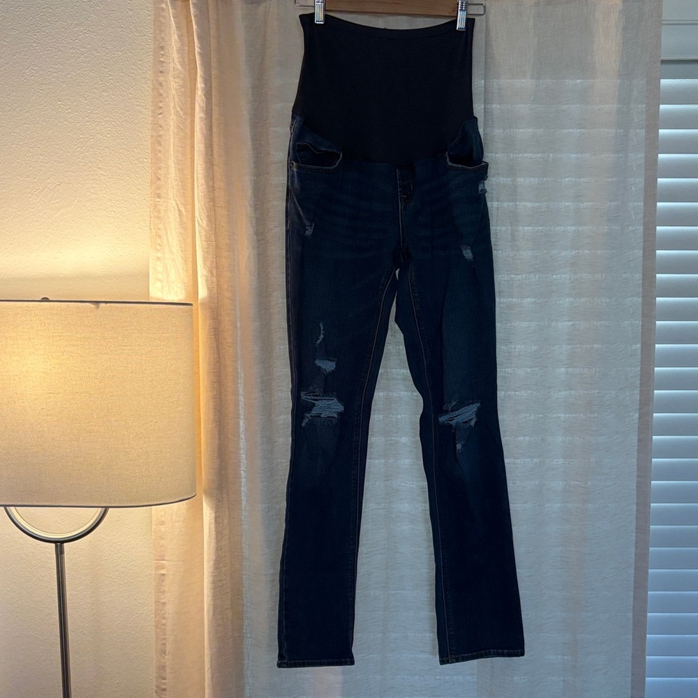 Old Navy Maternity Women's Straight Leg Jeans - Dark Blue